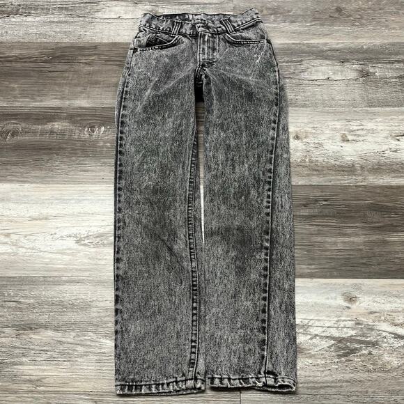 Vintage 80s Levis Acid Wash Black Girls 10 Slim Denim Jeans Black Tab USA Made - Picture 1 of 11